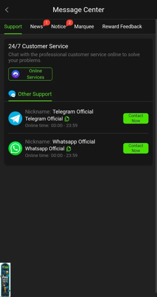 Y333 Support